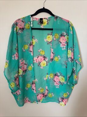 Windsor Teal Floral Sheer Kimono